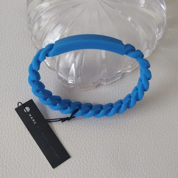 Marc By Marc Jacobs Vibrant Blue Coiled Silicone Jewelry Bracelet - Picture 3 of 9